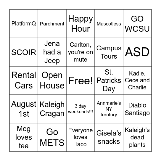 FAKE BINGO Card