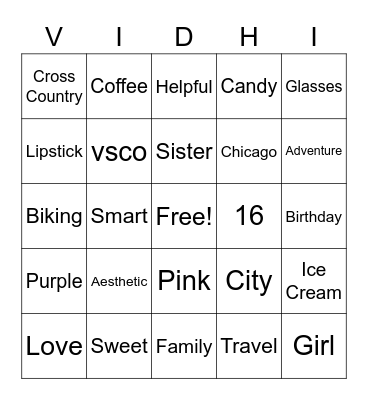 Happy Sweet 16 Bingo Card