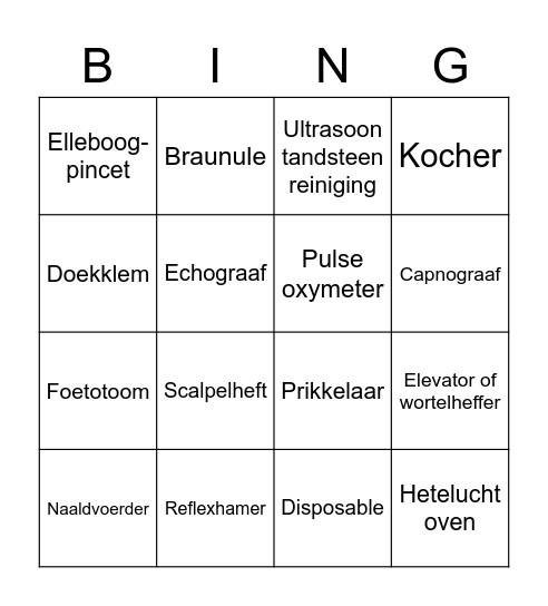 Instrumentenleer Bingo Card