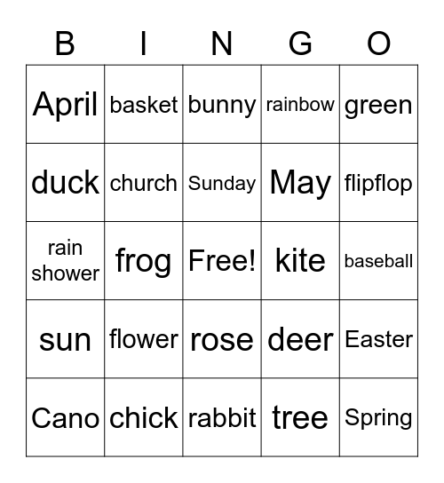 SPRING Bingo Card