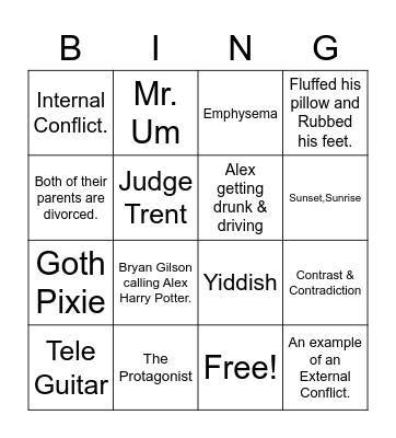 Novel Mid-Test Review Bingo Card