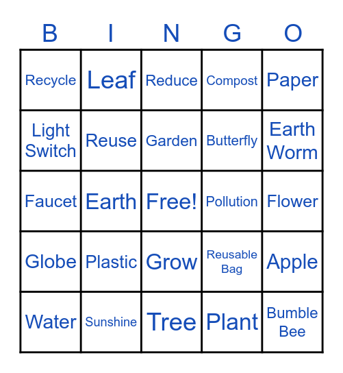 Earth Day BINGO Card