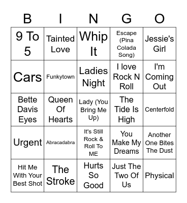 Best Of The 80's #1 Bingo Card