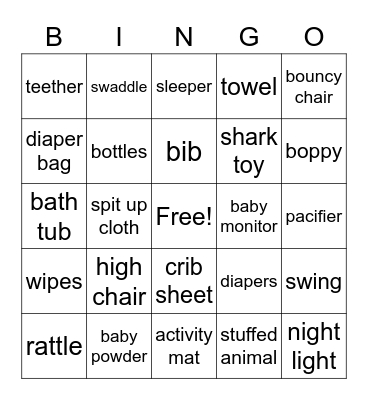 Baby Grey Bingo Card