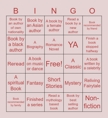 Book Bingo Card