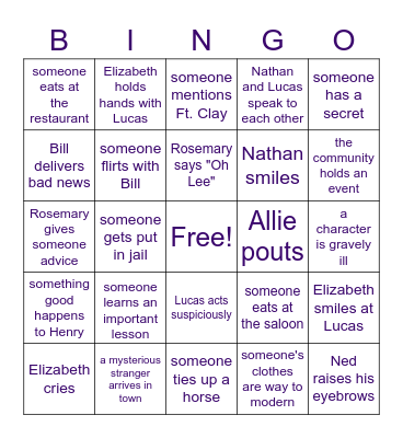 When Calls The Heart Bingo Card