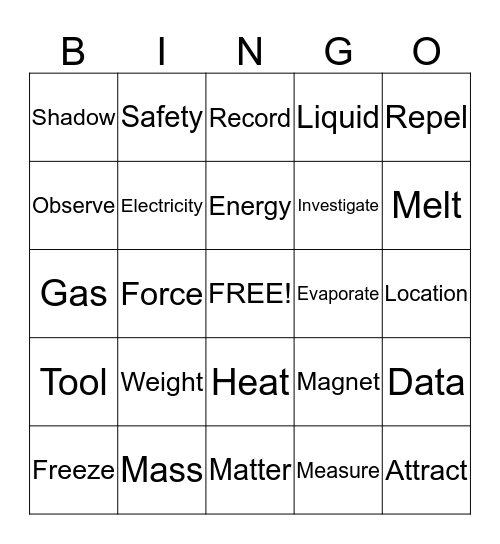 Unit A and B Bingo Card