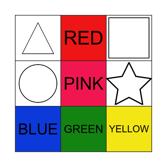 SHAPES AND COLORS Bingo Card