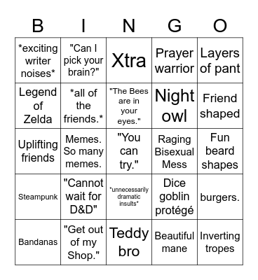 Nate Bingo Card