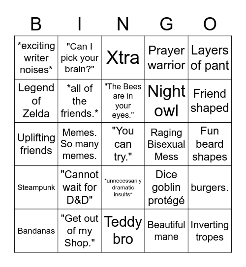 Nate Bingo Card