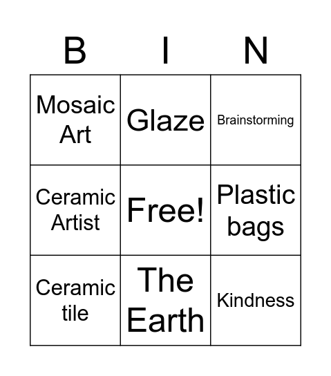 Mosaic Art Bingo 2 Bingo Card