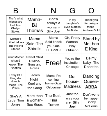 DD31 Mother's DAY! Bingo Card