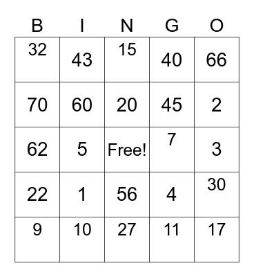 Test Lao Bingo Card