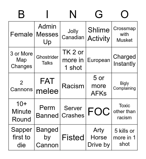 084 BINGO Card