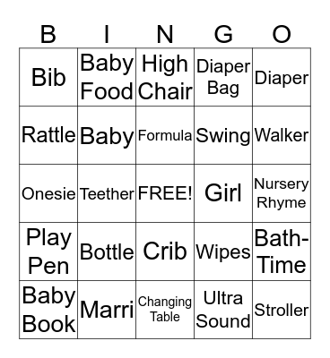 Baby Bingo Card