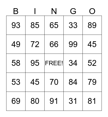 Double-digit addition Bingo Card