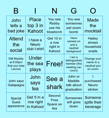 Nautical Bingo (tea) Bingo Card