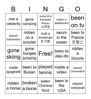 Have you ever... Bingo Card