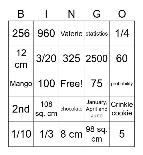 4th Quarter Review Bingo Card