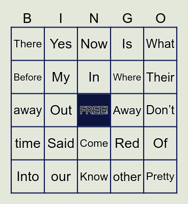 Sight Words 3 Bingo Card