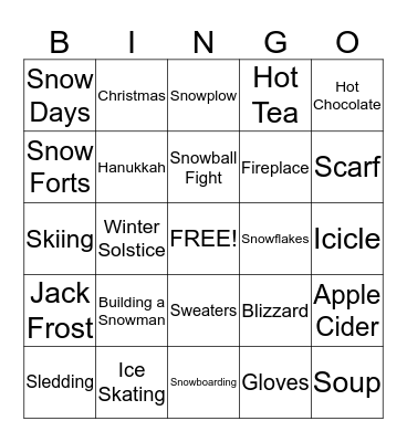 Winter Wonderland Bingo Card