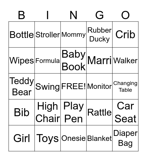 Baby Bingo Card
