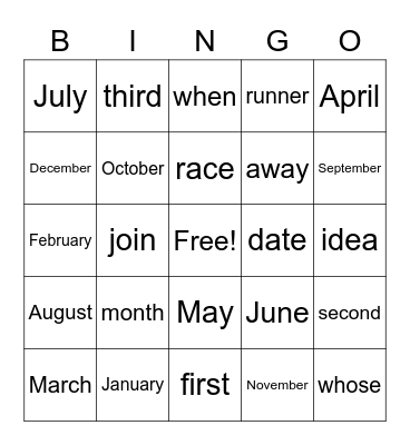 Lesson 3 Vocabulary Bingo Card