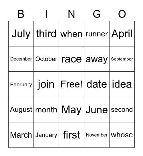 Lesson 3 Vocabulary Bingo Card