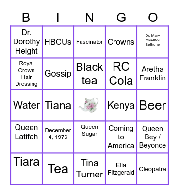 RVS Spring Royal Tea Bingo Card