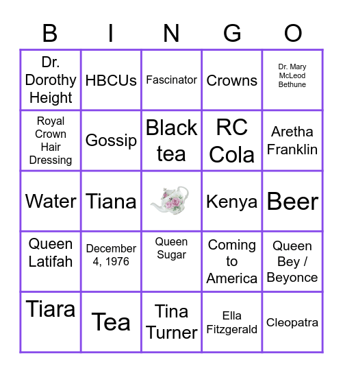 RVS Spring Royal Tea Bingo Card