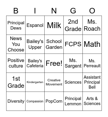 Bailey's Tigers Bingo Card