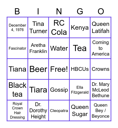 RVS Spring Royal Tea Bingo Card