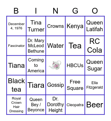 RVS Spring Royal Tea Bingo Card