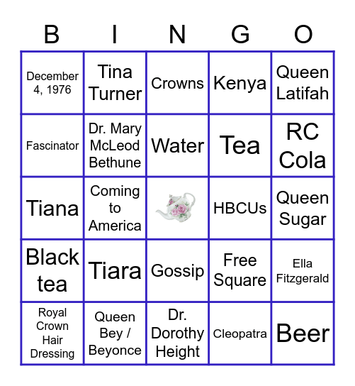 RVS Spring Royal Tea Bingo Card