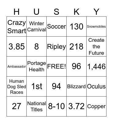 Husky Bingo Card