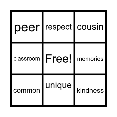 Our Class is a Family Bingo Card