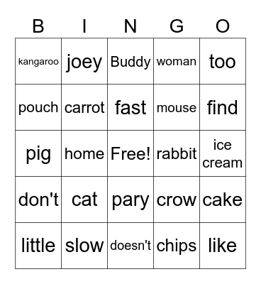 Trophy 9 Storybook 1B-1 Bingo Card
