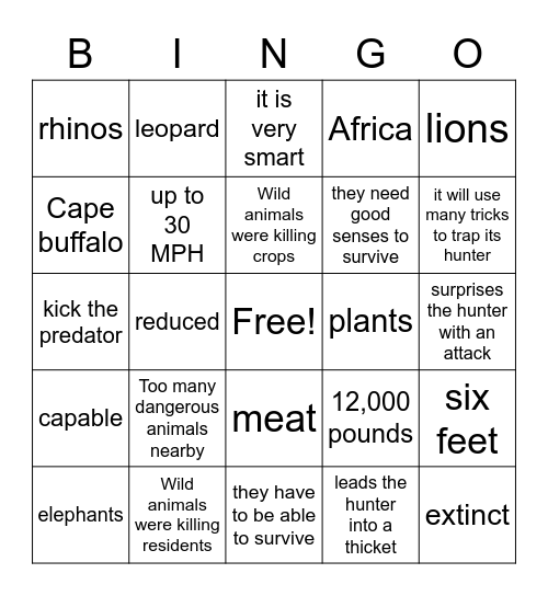 Lesson 72 BINGO Card