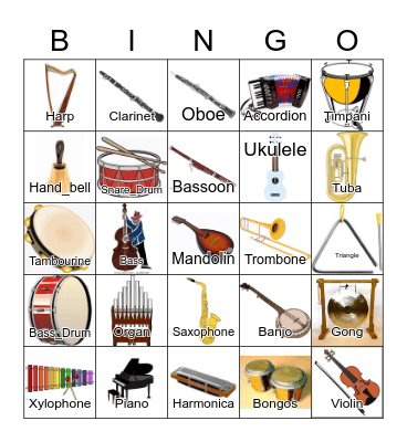 Instruments Bingo Card