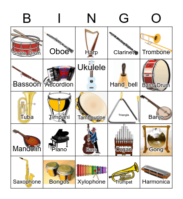 Instruments Bingo Card