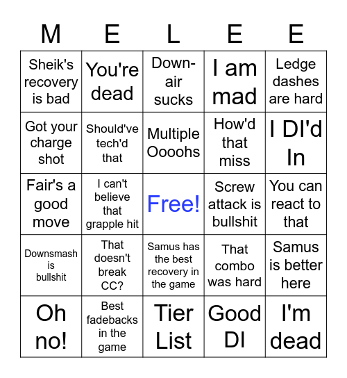 Melee with Sydney Bingo Card