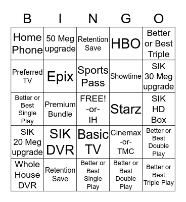 TWC Retail Bingo Card