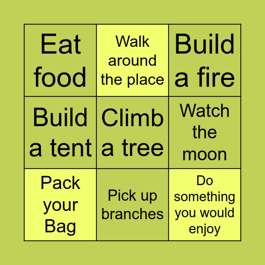 HIKING BINGO Card