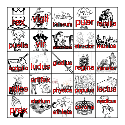 LATIN NOUNS I Bingo Card