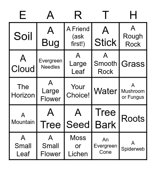 MCUUF Earth Day Photo Bingo! Try to get 5 in a row, or go for blackout! Bingo Card