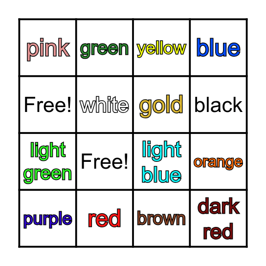 Color Bingo Card
