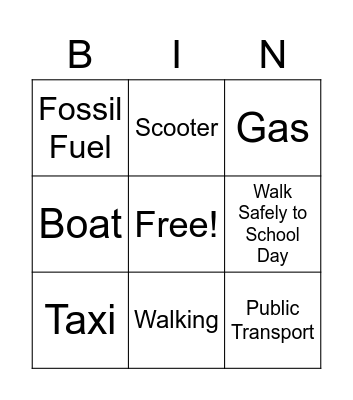 Energy & Transport Bingo Card