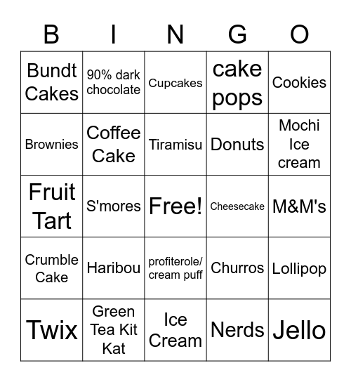 Becky's Birthday Bingo Card