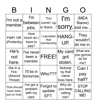 Easton Delinquency Bingo Card