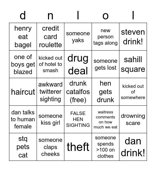 nyc trip (DN) Bingo Card